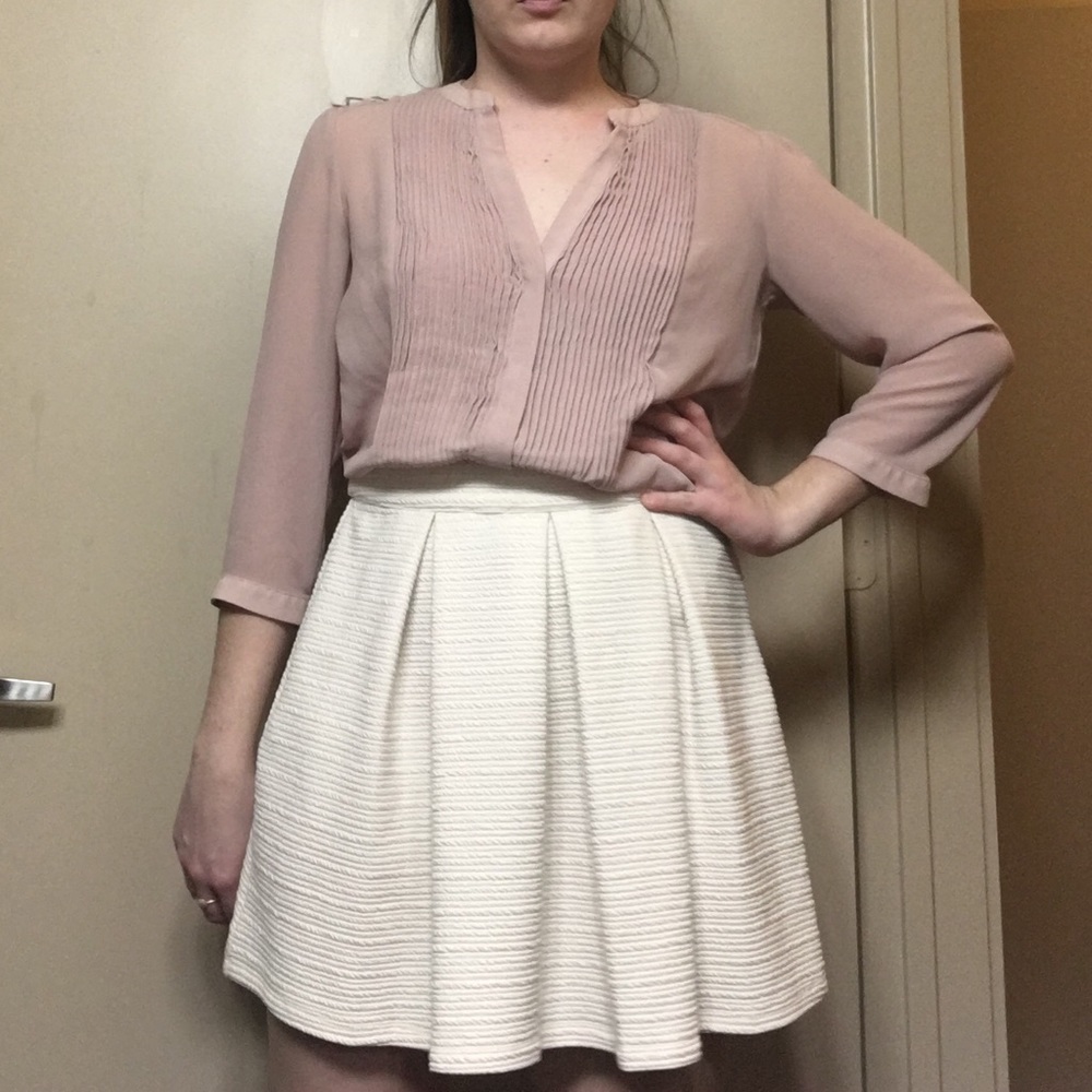 Cream Pleated Skirt